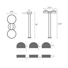 Load image into Gallery viewer, Reals Dome Cap LED Double Bollard - line drawing.
