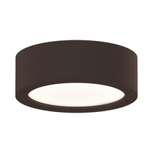 Load image into Gallery viewer, Reals Outdoor LED Flush Mount Ceiling Light in Textured Bronze/Plate Lens.
