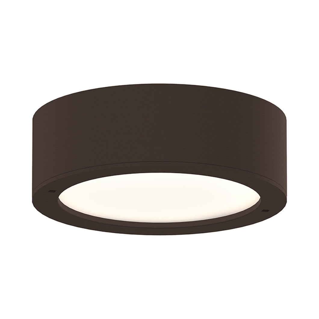 Reals Outdoor LED Flush Mount Ceiling Light in Textured Bronze/Plate Lens.