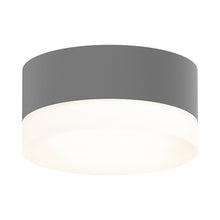 Load image into Gallery viewer, Reals Outdoor LED Flush Mount Ceiling Light in Textured Gray/White Cylinder Lens.
