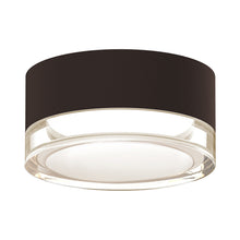 Load image into Gallery viewer, Reals Outdoor LED Flush Mount Ceiling Light in Textured Bronze/Clear Cylinder Lens.
