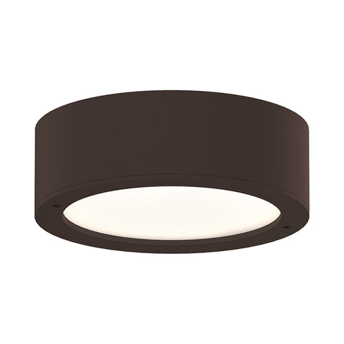 Reals Outdoor LED Flush Mount Ceiling Light in Textured Bronze/Plate Lens.
