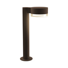 Load image into Gallery viewer, Reals Plate Cap LED Bollard in Small/Clear Cylinder Lens/Textured Bronze.
