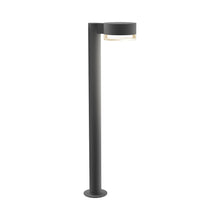 Load image into Gallery viewer, Reals Plate Cap LED Bollard in Large/Clear Cylinder Lens/Textured Gray.
