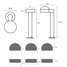 Load image into Gallery viewer, Reals Plate Cap LED Bollard - line drawing.
