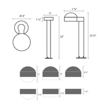 Load image into Gallery viewer, Reals Plate Cap LED Bollard - line drawing.
