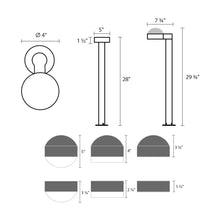 Load image into Gallery viewer, Reals Plate Cap LED Bollard - line drawing.
