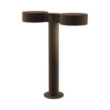 Load image into Gallery viewer, Reals Plate Cap LED Double Bollard in Small/Plate Lens/Textured Bronze.
