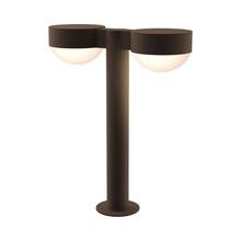Load image into Gallery viewer, Reals Plate Cap LED Double Bollard in Small/Dome Lens/Textured Bronze.
