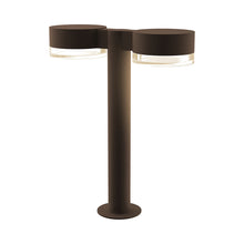 Load image into Gallery viewer, Reals Plate Cap LED Double Bollard in Small/Clear Cylinder Lens/Textured Bronze.

