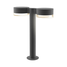 Load image into Gallery viewer, Reals Plate Cap LED Double Bollard in Small/Clear Cylinder Lens/Textured Gray.
