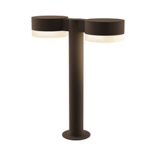Load image into Gallery viewer, Reals Plate Cap LED Double Bollard in Small/White Cylinder Lens/Textured Bronze.
