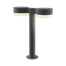 Load image into Gallery viewer, Reals Plate Cap LED Double Bollard in Small/White Cylinder Lens/Textured Gray.
