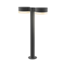 Load image into Gallery viewer, Reals Plate Cap LED Double Bollard in Medium/White Cylinder Lens/Textured Gray.
