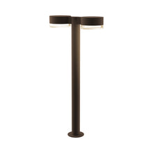 Load image into Gallery viewer, Reals Plate Cap LED Double Bollard in Large/Clear Cylinder Lens/Textured Bronze.
