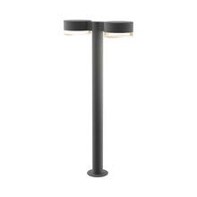Load image into Gallery viewer, Reals Plate Cap LED Double Bollard in Large/Clear Cylinder Lens/Textured Gray.
