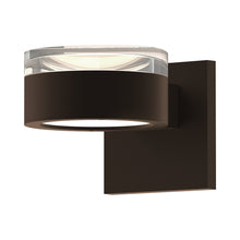 Load image into Gallery viewer, Reals Up/Down Outdoor LED Wall Light in Textured Bronze/Clear Cylinder Lens/Plate Lens.
