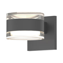 Load image into Gallery viewer, Reals Up/Down Outdoor LED Wall Light in Textured Gray/Clear Cylinder Lens/Clear Cylinder Lens.
