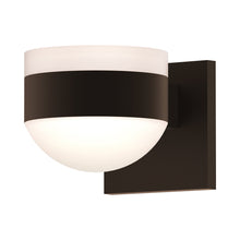 Load image into Gallery viewer, Reals Up/Down Outdoor LED Wall Light in Textured Bronze/White Cylinder Lens/Dome Lens.
