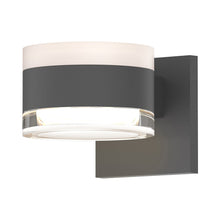 Load image into Gallery viewer, Reals Up/Down Outdoor LED Wall Light in Textured Gray/White Cylinder Lens/Clear Cylinder Lens.
