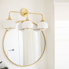 Load image into Gallery viewer, Reese Wall Light in bathroom.
