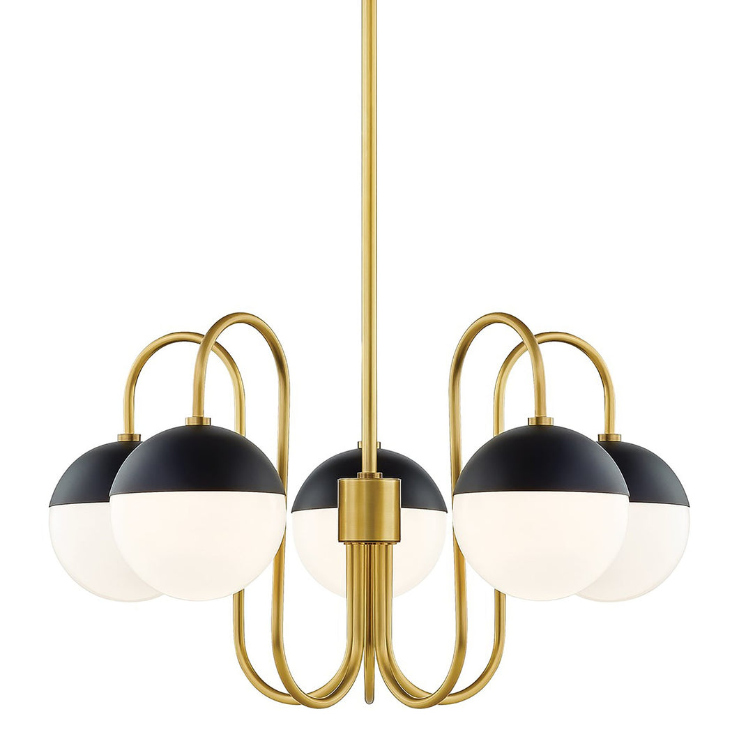 Renee Chandelier in Black, Brass and White.