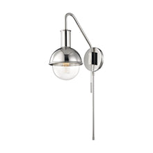 Load image into Gallery viewer, Riley Wall Light in Polished Nickel.
