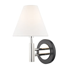Load image into Gallery viewer, Robbie Wall Light in Polished Nickel / Black.
