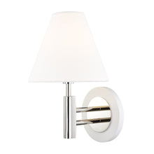 Load image into Gallery viewer, Robbie Wall Light in Polished Nickel / White.
