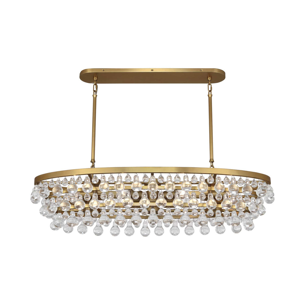 Bling Oval Chandelier in Antique Brass.