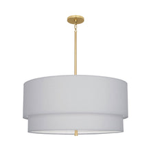 Load image into Gallery viewer, Decker Drum Pendant Light in Pearl Gray/Modern Brass (2-Tier).
