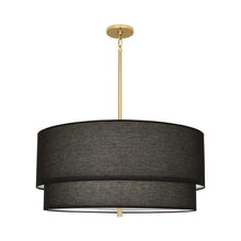 Load image into Gallery viewer, Decker Drum Pendant Light in Raven Black/Modern Brass (2-Tier).
