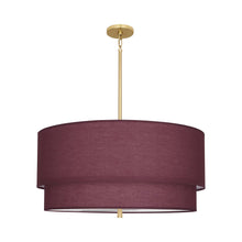 Load image into Gallery viewer, Decker Drum Pendant Light in Vintage Wine/Modern Brass (2-Tier).
