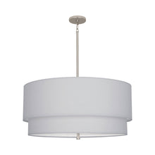 Load image into Gallery viewer, Decker Drum Pendant Light in Pearl Gray/Polished Nickel (2-Tier).
