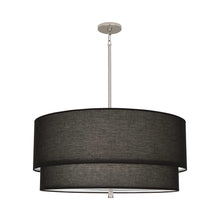 Load image into Gallery viewer, Decker Drum Pendant Light in Raven Black/Polished Nickel (2-Tier).
