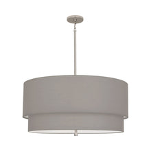 Load image into Gallery viewer, Decker Drum Pendant Light in Smoke Gray/Polished Nickel (2-Tier).
