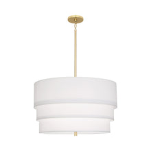 Load image into Gallery viewer, Decker Drum Pendant Light in Ascot White/Modern Brass (3-Tier).
