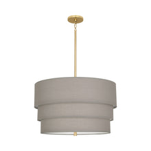 Load image into Gallery viewer, Decker Drum Pendant Light in Smoke Gray/Modern Brass (3-Tier).
