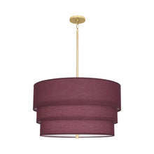 Load image into Gallery viewer, Decker Drum Pendant Light in Vintage Wine/Modern Brass (3-Tier).
