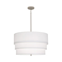 Load image into Gallery viewer, Decker Drum Pendant Light in Ascot White/Polished Nickel (3-Tier).
