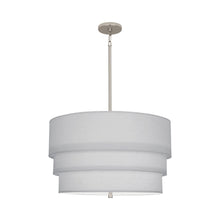 Load image into Gallery viewer, Decker Drum Pendant Light in Pearl Gray/Polished Nickel (3-Tier).
