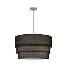 Load image into Gallery viewer, Decker Drum Pendant Light in Raven Black/Polished Nickel (3-Tier).
