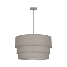 Load image into Gallery viewer, Decker Drum Pendant Light in Smoke Gray/Polished Nickel (3-Tier).
