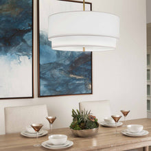 Load image into Gallery viewer, Decker Drum Pendant Light in dining room.
