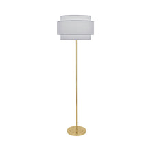 Load image into Gallery viewer, Decker Floor Lamp in Pearl Gray/Modern Brass.
