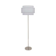 Load image into Gallery viewer, Decker Floor Lamp in Pearl Gray/Polished Nickel.
