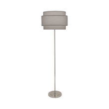 Load image into Gallery viewer, Decker Floor Lamp in Smoke Gray/Polished Nickel.
