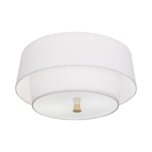 Load image into Gallery viewer, Decker Flush Mount Ceiling Light in Ascot White/Modern Brass.
