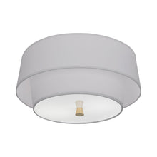 Load image into Gallery viewer, Decker Flush Mount Ceiling Light in Pearl Gray/Modern Brass.

