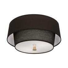 Load image into Gallery viewer, Decker Flush Mount Ceiling Light in Raven Black/Modern Brass.
